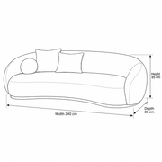 Kawlora Beige Curved 3 Seater Sofa