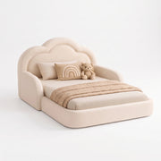 Kelmi Beige Kids Toddler Bed with Cloud Headboard