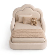 Kelmi Beige Kids Toddler Bed with Cloud Headboard