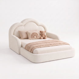 Kelmi White Kids Toddler Bed with Cloud Headboard