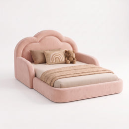 Kelmi Pink Kids Toddler Bed with Cloud Headboard