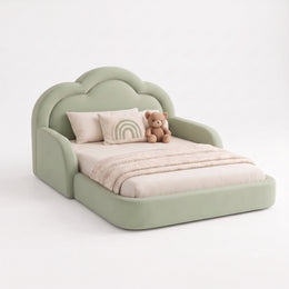 Kelmi Green Kids Toddler Bed with Cloud Headboard