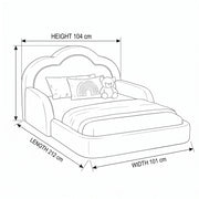 Kelmi Beige Kids Toddler Bed with Cloud Headboard