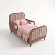 Kersho Walnut Kids Toddler Bed with Safety Rails