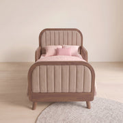 Kersho Walnut Kids Toddler Bed with Safety Rails