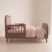 Kersho Walnut Kids Toddler Bed with Safety Rails