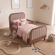 Kersho Walnut Kids Toddler Bed with Safety Rails