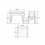 Kidmesho Kids Table with 2 Chairs dimension guide with pale wooden chair seats and labels of 70 cm wide and 60 cm high.