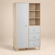 Kindilona 1 Door Wooden Wardrobe with Drawers