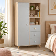 Kindilona 1 Door Wooden Wardrobe with Drawers