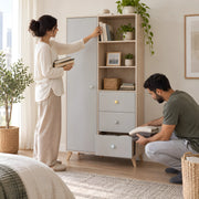Kindilona 1 Door Wooden Wardrobe with Drawers