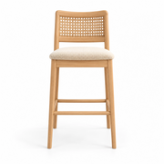Kinsondra Wooden Cane Back Bar Stool