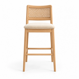 Kinsondra Wooden Cane Back Bar Stool