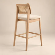 Kinsondra Wooden Cane Back Bar Stool