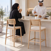 Kinsondra Wooden Cane Back Bar Stool