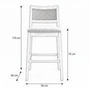 Kinsondra Wooden Cane Back Bar Stool