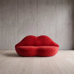 Kissy Red Velvet Modern 2-Seater Sofa