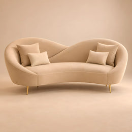 Koshlora Beige Curved 3 Seater Sofa