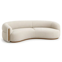 Alternate view of Laisori Beige Curved 3 Seater Sofa, showing curved silhouette for a closer look at the product design.