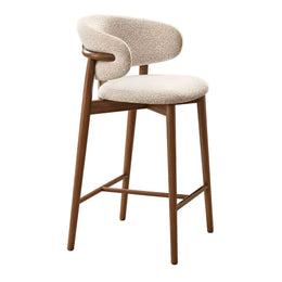 Lakolini Bar Stool with Curved Backrest featuring curved upholstered backrest and padded seat in a clear product photograph.