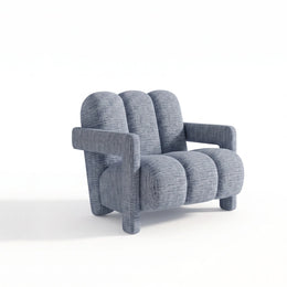 Second view of Lampy Dusty Blue Pedicure Chair, highlighting 3 individual cushioned seats and supportive backrests.