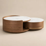 Latirosna Round White Marble Coffee Table Set