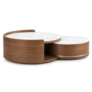 Latirosna Round White Marble Coffee Table Set