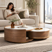 Latirosna Round White Marble Coffee Table Set