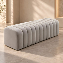 Leechory Grey Upholstered Accent Bench