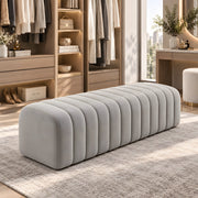 Leechory Grey Upholstered Accent Bench