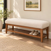 lemovy Cream Upholstered Bench