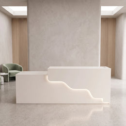 Lexmino White Modern Salon Reception Desk