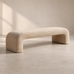 Lillypora Beige Bouclé Bench