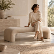 Lillypora Beige Bouclé Bench