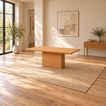 Linesora Wooden 6-Seater Dining Table featuring rectangular tabletop with square corners in a clear product photograph.