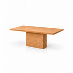 Alternate view of Linesora Wooden 6-Seater Dining Table, showing rectangular top and square corners in a modern home setting.