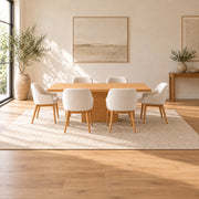 Alternate product view of Linesora Wooden 6-Seater Dining Table, featuring rectangular tabletop with square corners.