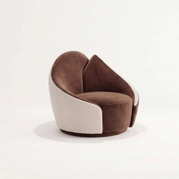 Alternate view of Linoria Brown & Cream Modern Pedicure Chair, showing plush padded seat and curved wraparound backrest.
