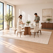 Alternate product view of Linosola Marble Top 4-Seater Dining Table, featuring round top with a light marble-look appearance.
