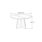 Linosola Marble Top 4-Seater Dining Table size guide lists 120 cm deep and 75 cm high to help plan fit in the dining room.