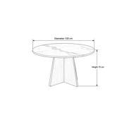 Linosola Marble Top 4-Seater Dining Table size guide lists 120 cm deep and 75 cm high to help plan fit in the dining room.