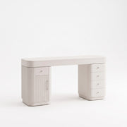 Lippy Fluted Manicure Table with Storage Cabinet