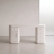 Lippy Fluted Manicure Table with Storage Cabinet