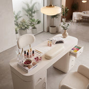 Lippy Fluted Manicure Table with Storage Cabinet