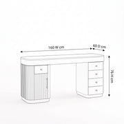 Lippy Fluted Manicure Table with Storage Cabinet