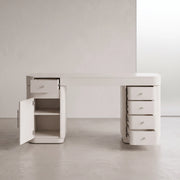Lippy Fluted Manicure Table with Storage Cabinet