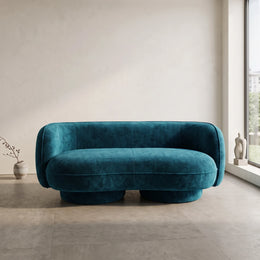 Loopani Teal Blue Modern 3-Seater Sofa