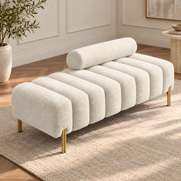 Losara Cream Bouclé Upholstered Bench