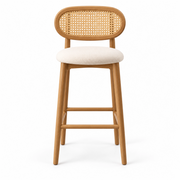 Lukratto Wooden Cane Back Bar Stool