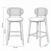 Lukratto Wooden Cane Back Bar Stool